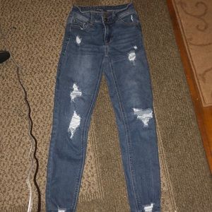 Ripped blue jeans
